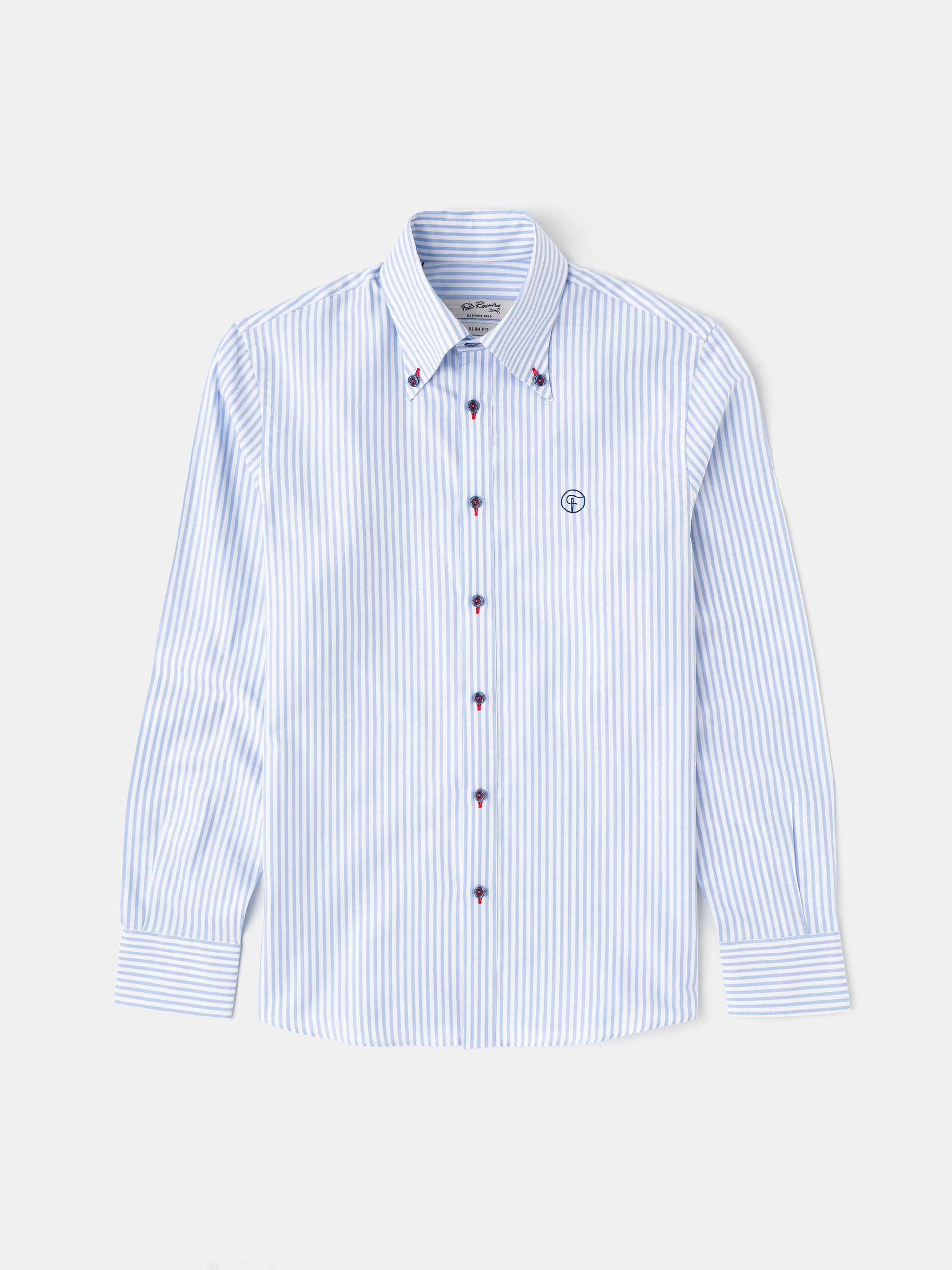 CAMISA CASUAL RAYAS BLANCA Y AZUL