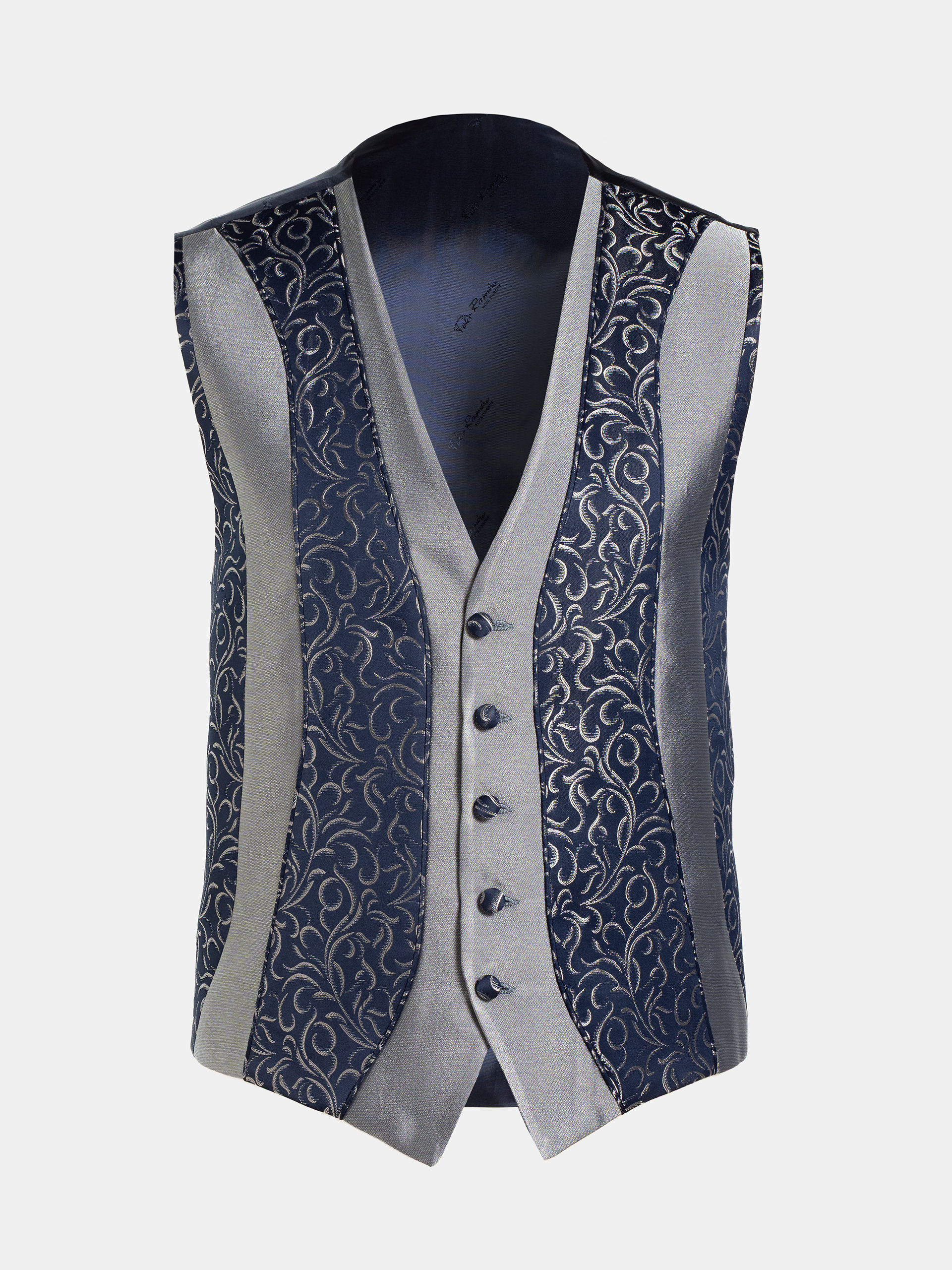 CHALECO CEREMONIA PAISLEY MARINO Y GRIS