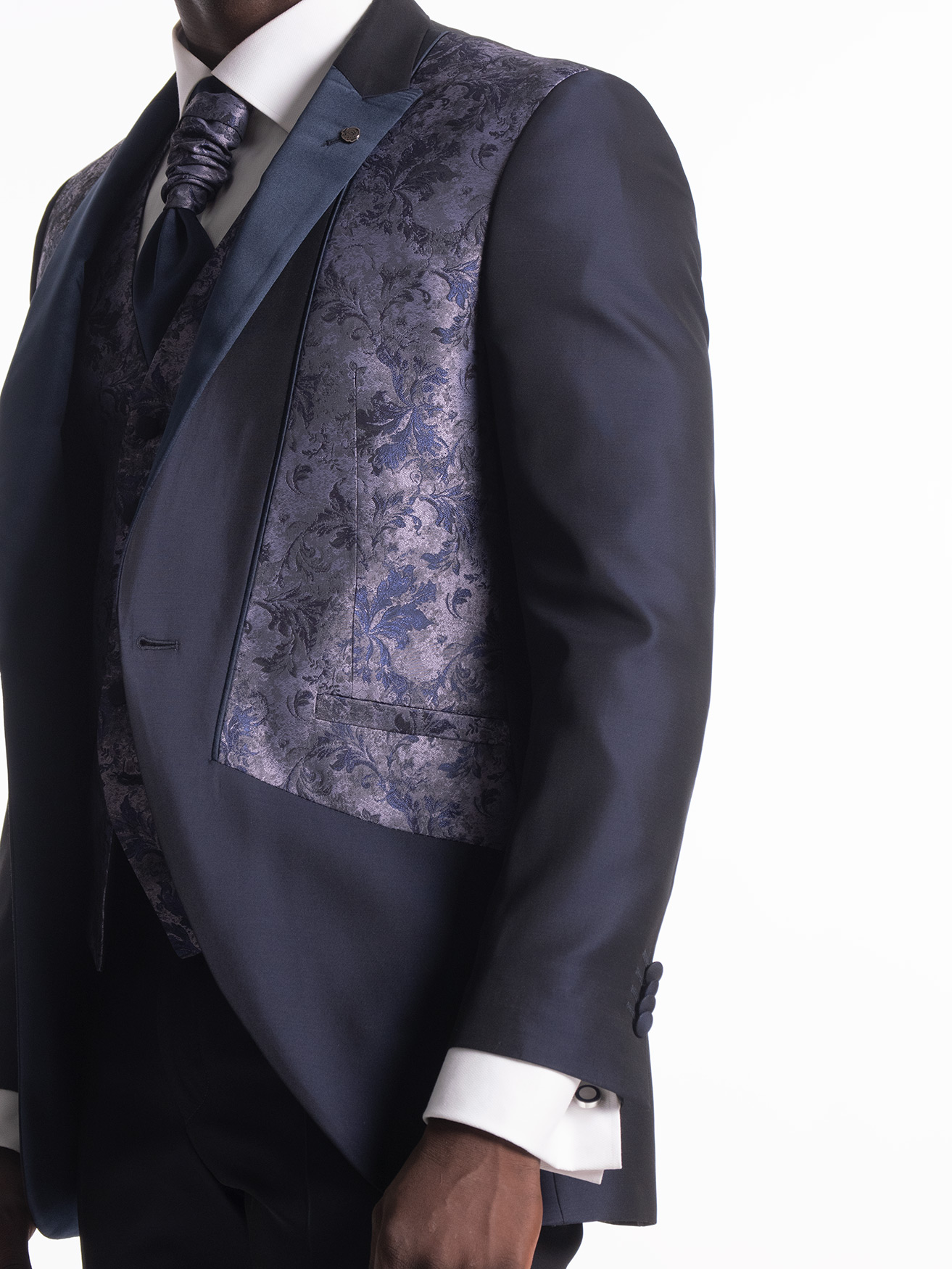 TRAJE CEREMONIA FIESTA DISEÑO EXCLUSIVO ESTAMPADO FLORES MORADO