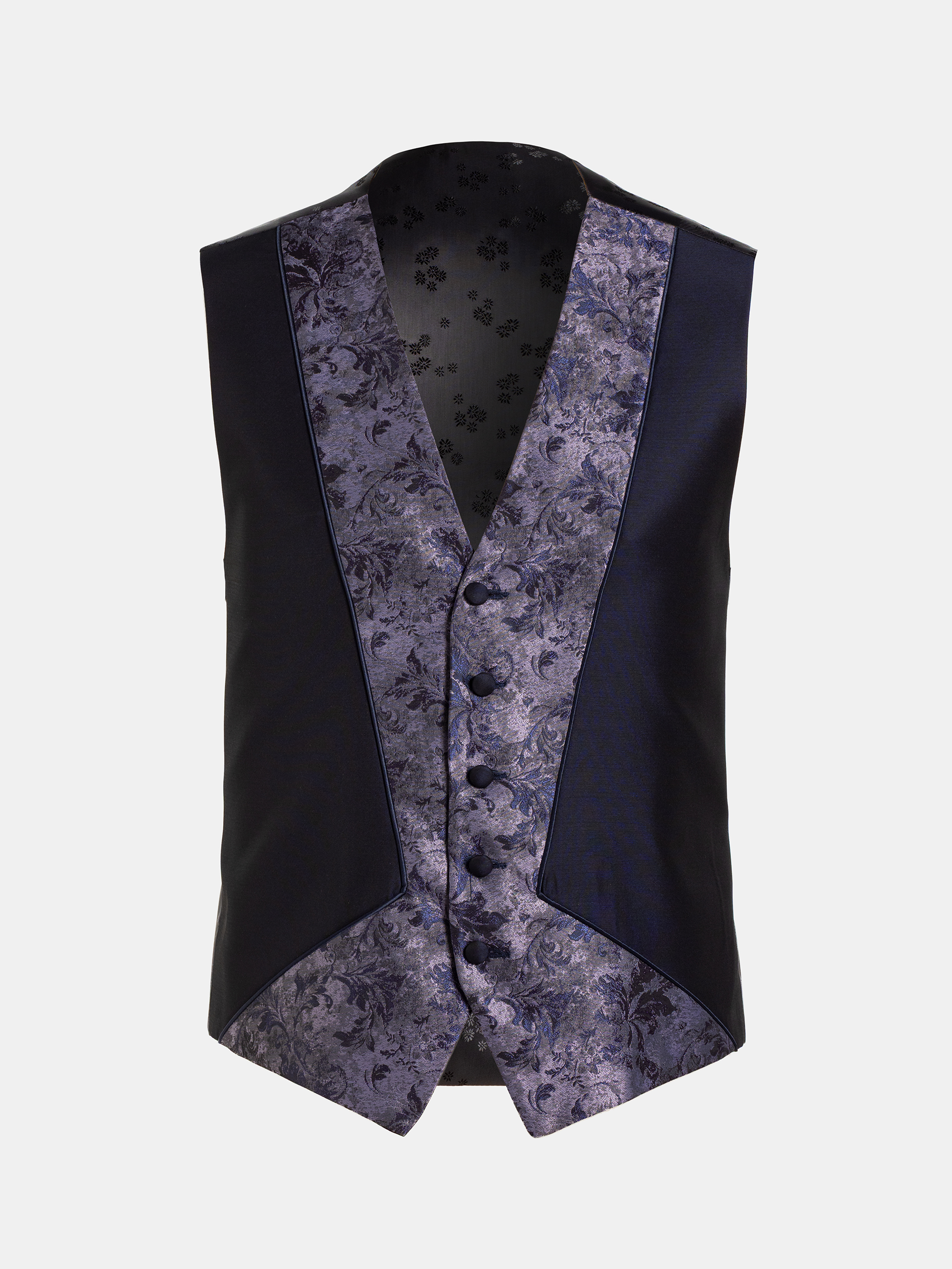 CHALECO FIESTA COMBINADO JACQUARD FLORES MORADO