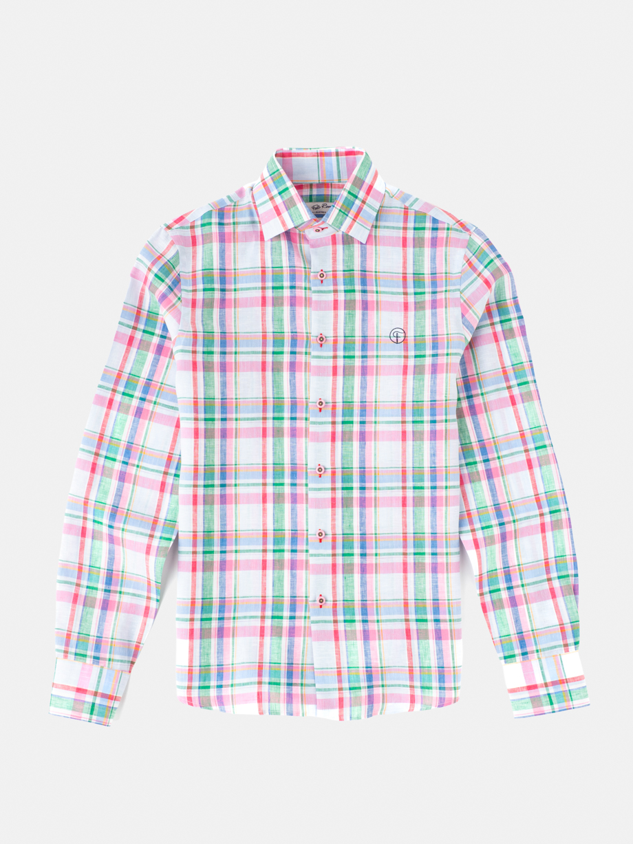 CAMISA AZUL DE CUADROS MULTICOLOR
