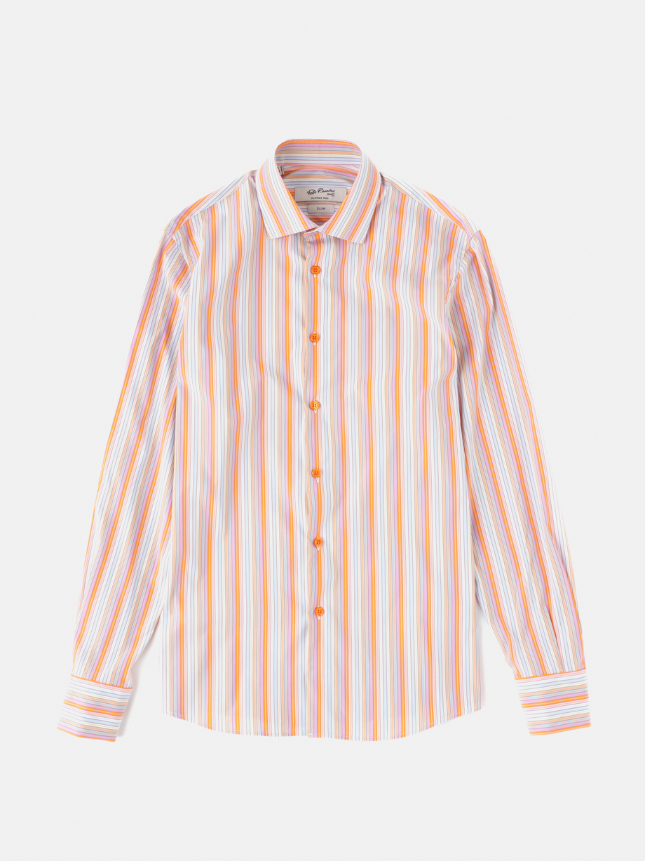 CAMISA CASUAL RAYAS NARANJA