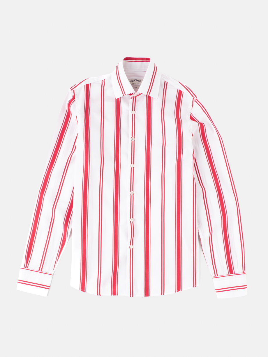 CAMISA CASUAL RAYAS ROJA Y BLANCA