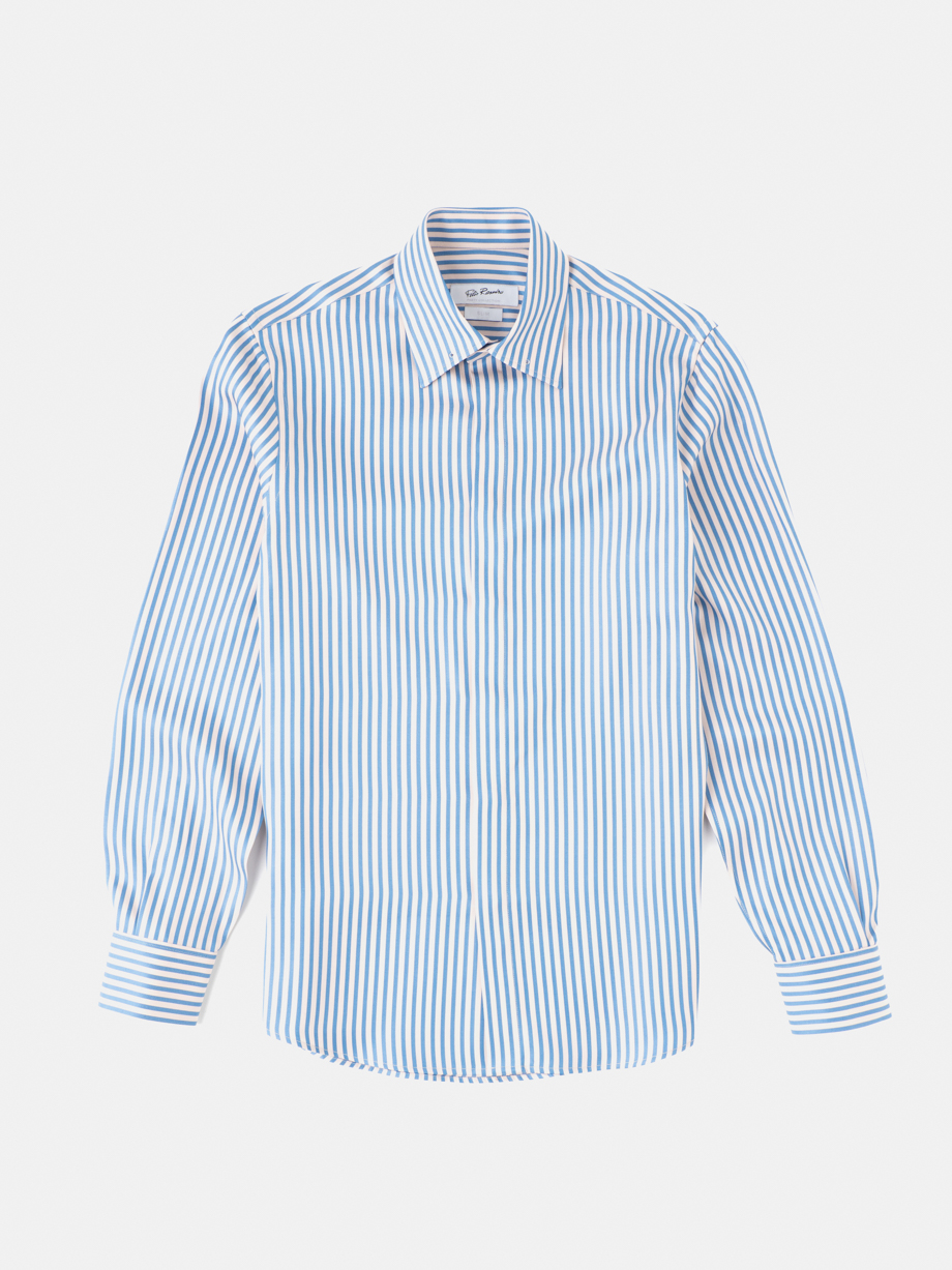CAMISA EVENTO RAYAS AZUL Y BEIGE