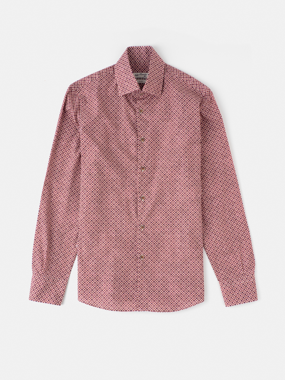 CAMISA CASUAL ESTAMPADO FLORES GRANATE