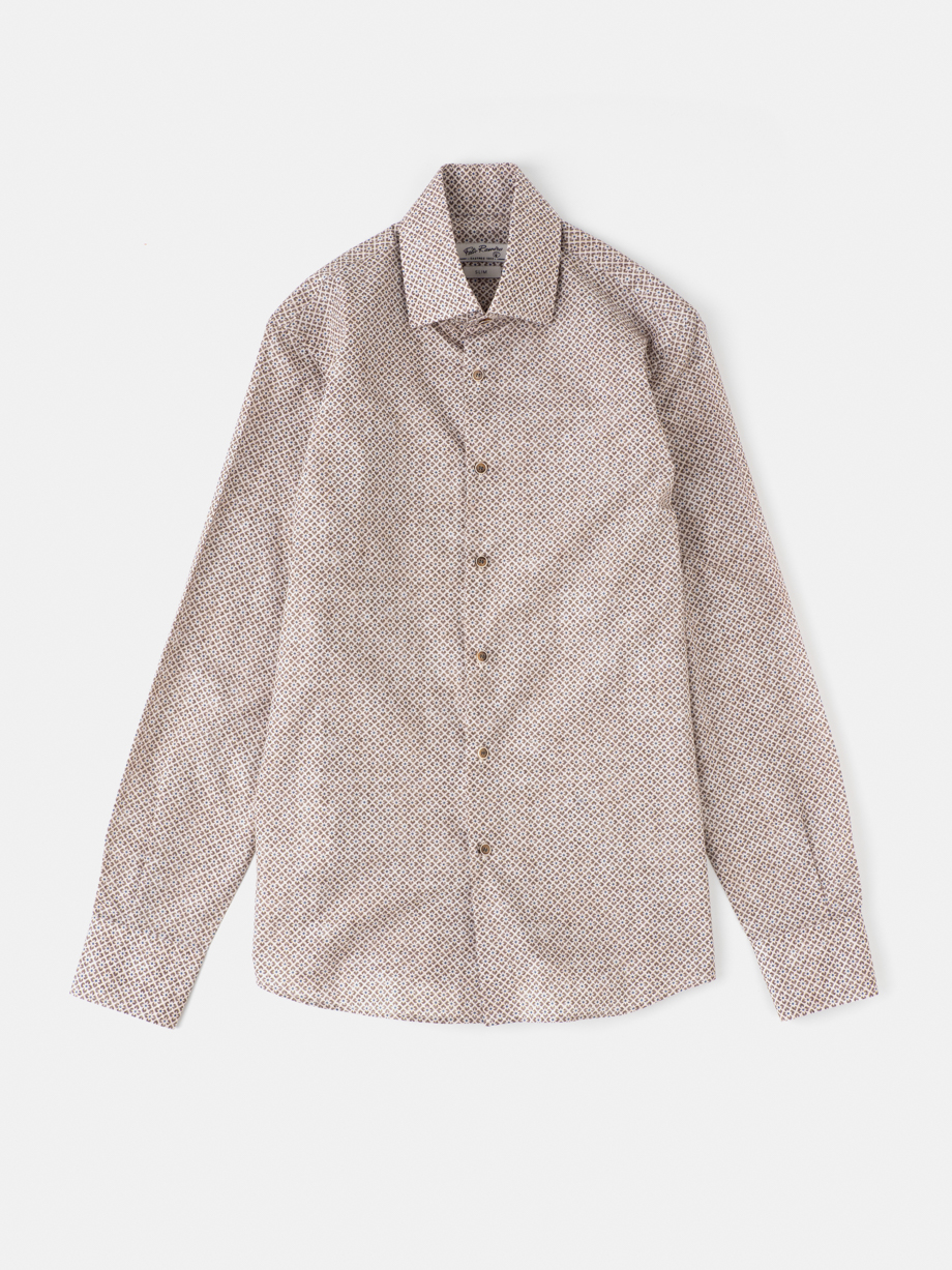 CAMISA CASUAL ESTAMPADO FLORES MARRÓN