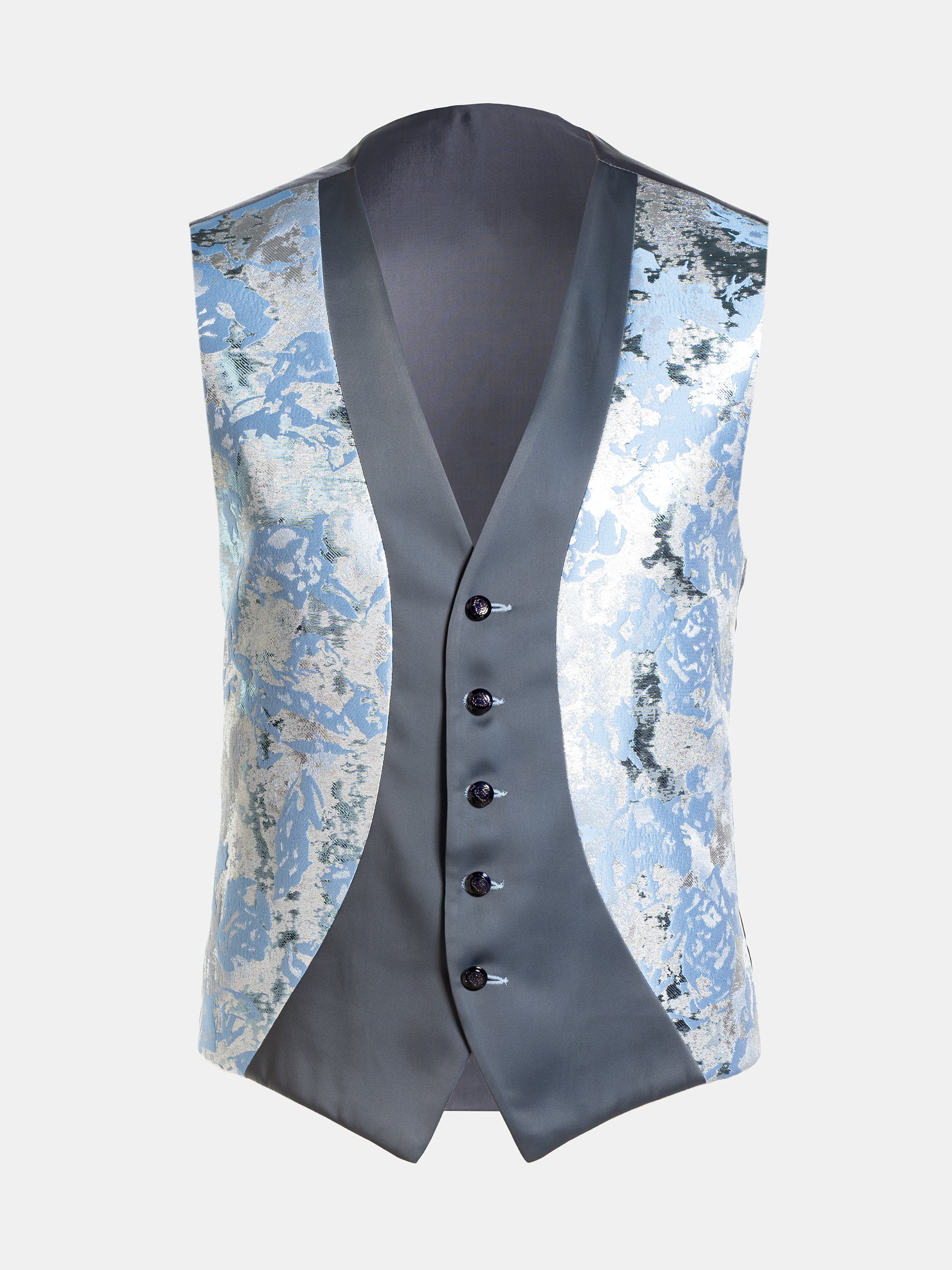 CHALECO FIESTA COMBINADO AZUL Y GRIS