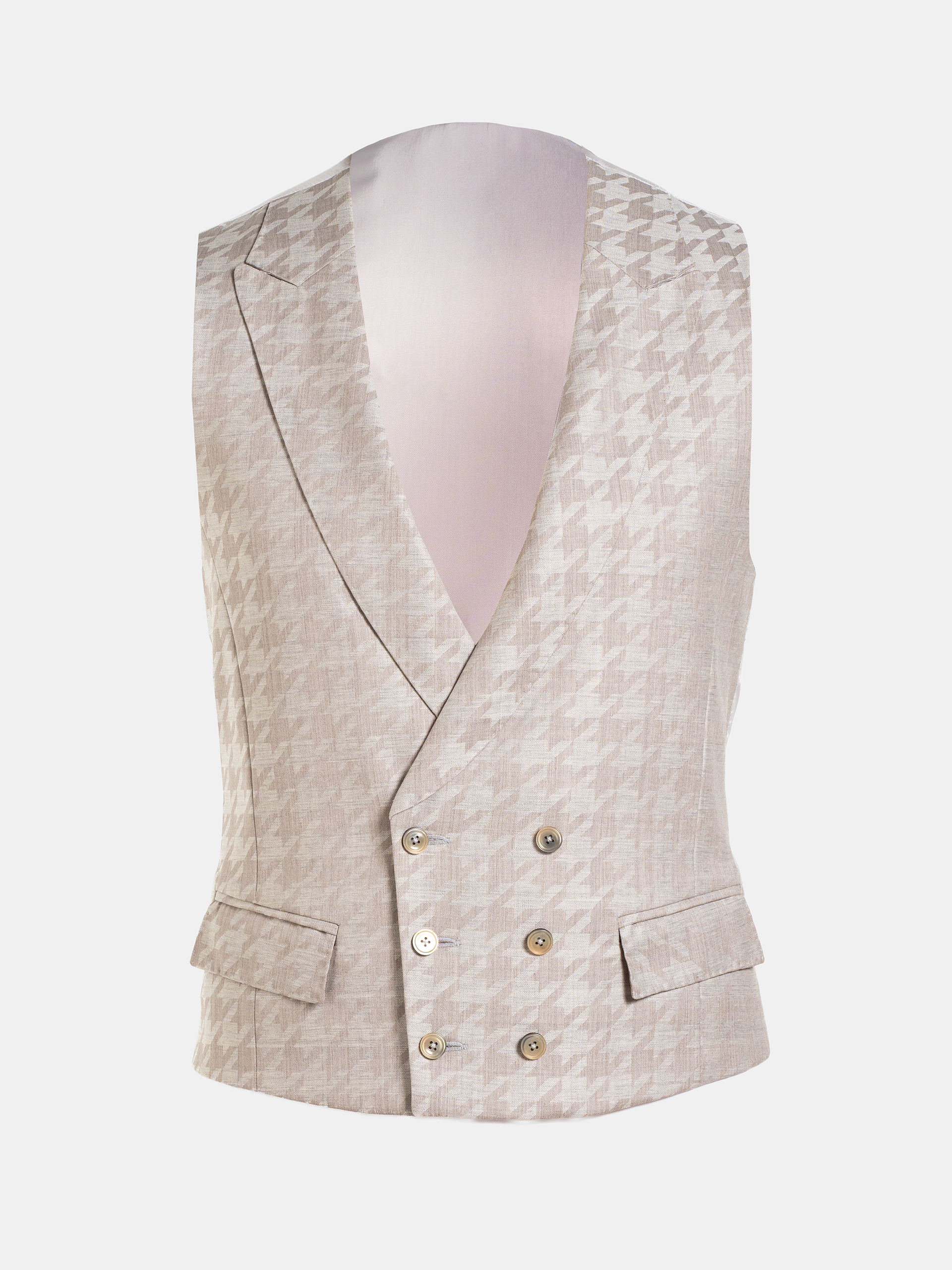 CHALECO CRUZADO PATA DE GALLO BEIGE