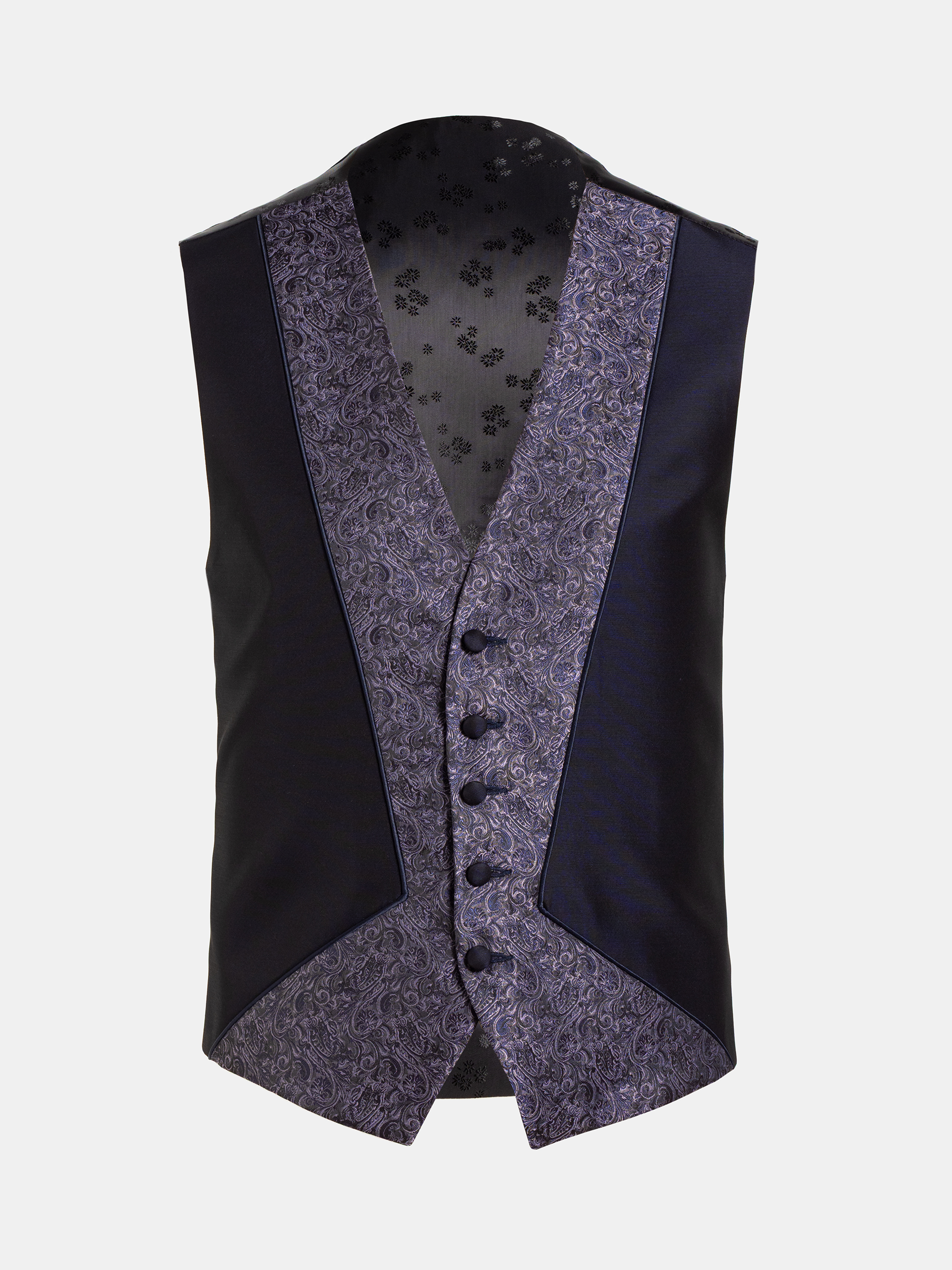 CHALECO FIESTA COMBINADO JACQUARD CACHEMIRES MORADO