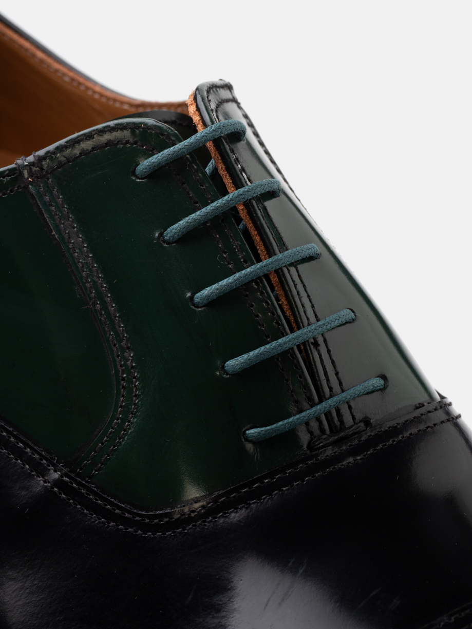 ZAPATO OXFORD PIEL BOXCALF NEGRO Y VERDE
