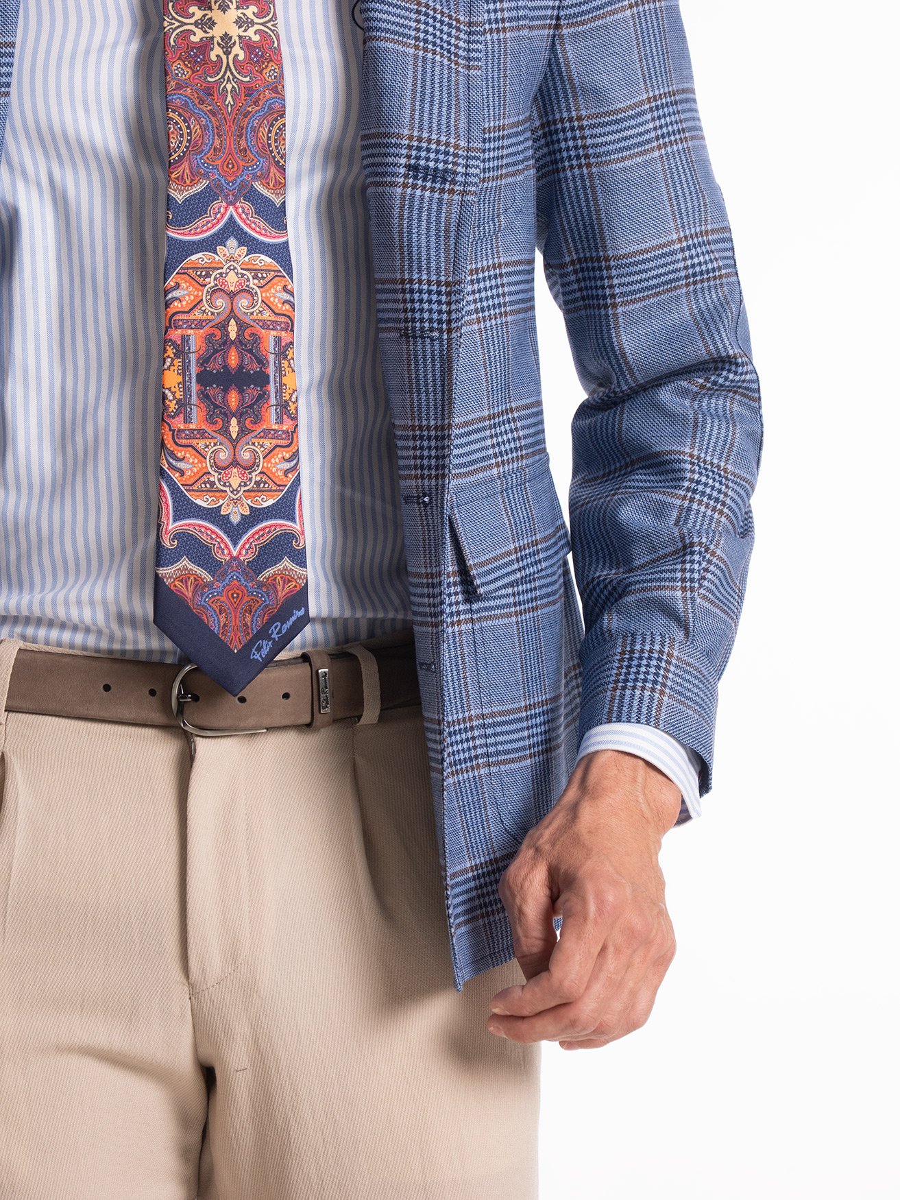 CHAQUETA SAFARI CUADRO VENTANA AZUL