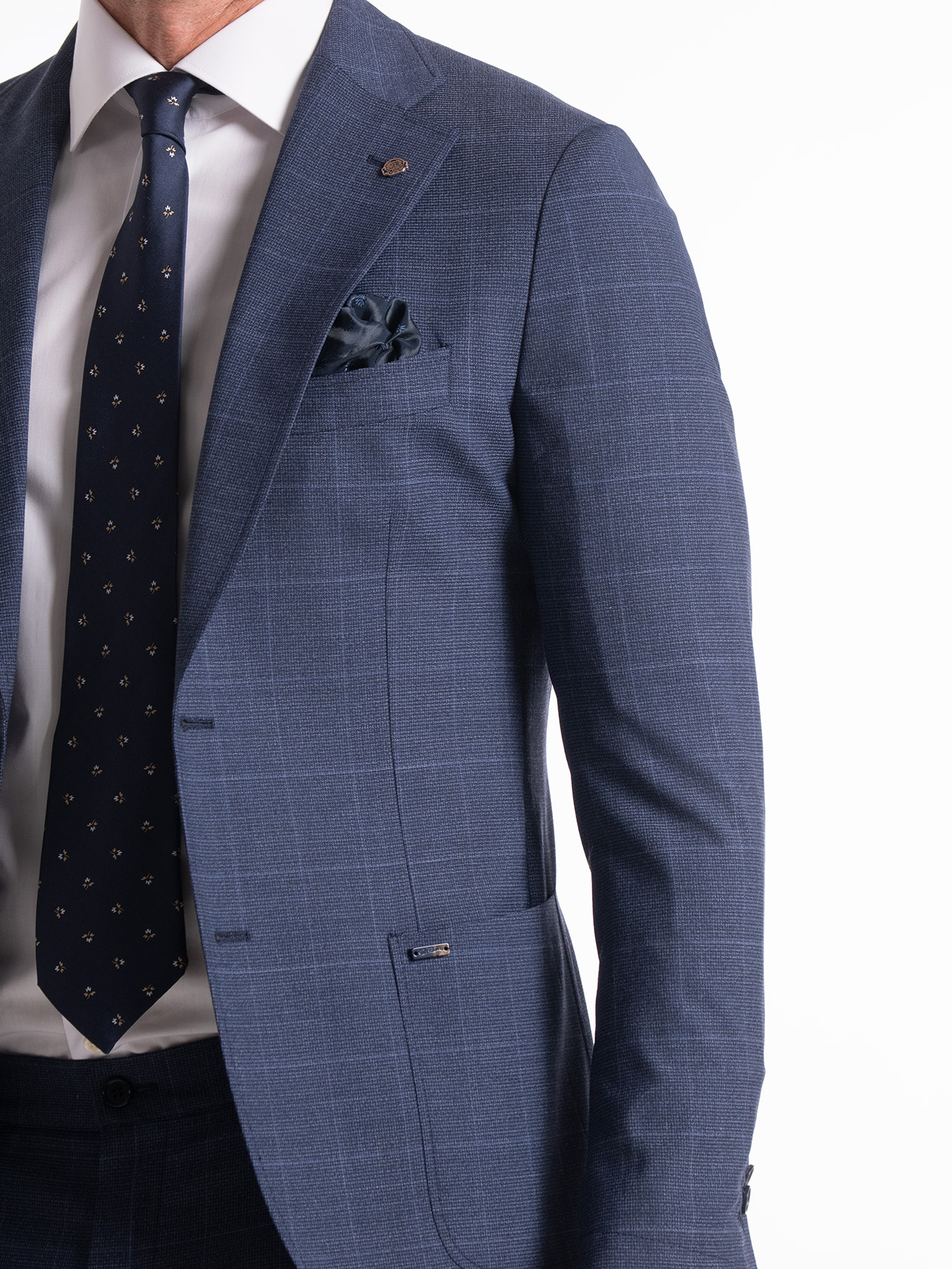 TRAJE LAVABLE EN LAVADORA CUADROS AZUL
